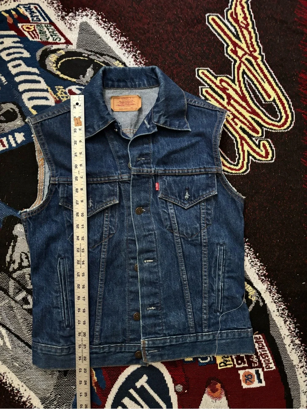 Vintage Levi’s Custom Made Motorcycle Denim Trucker Vest Men’s Size 38